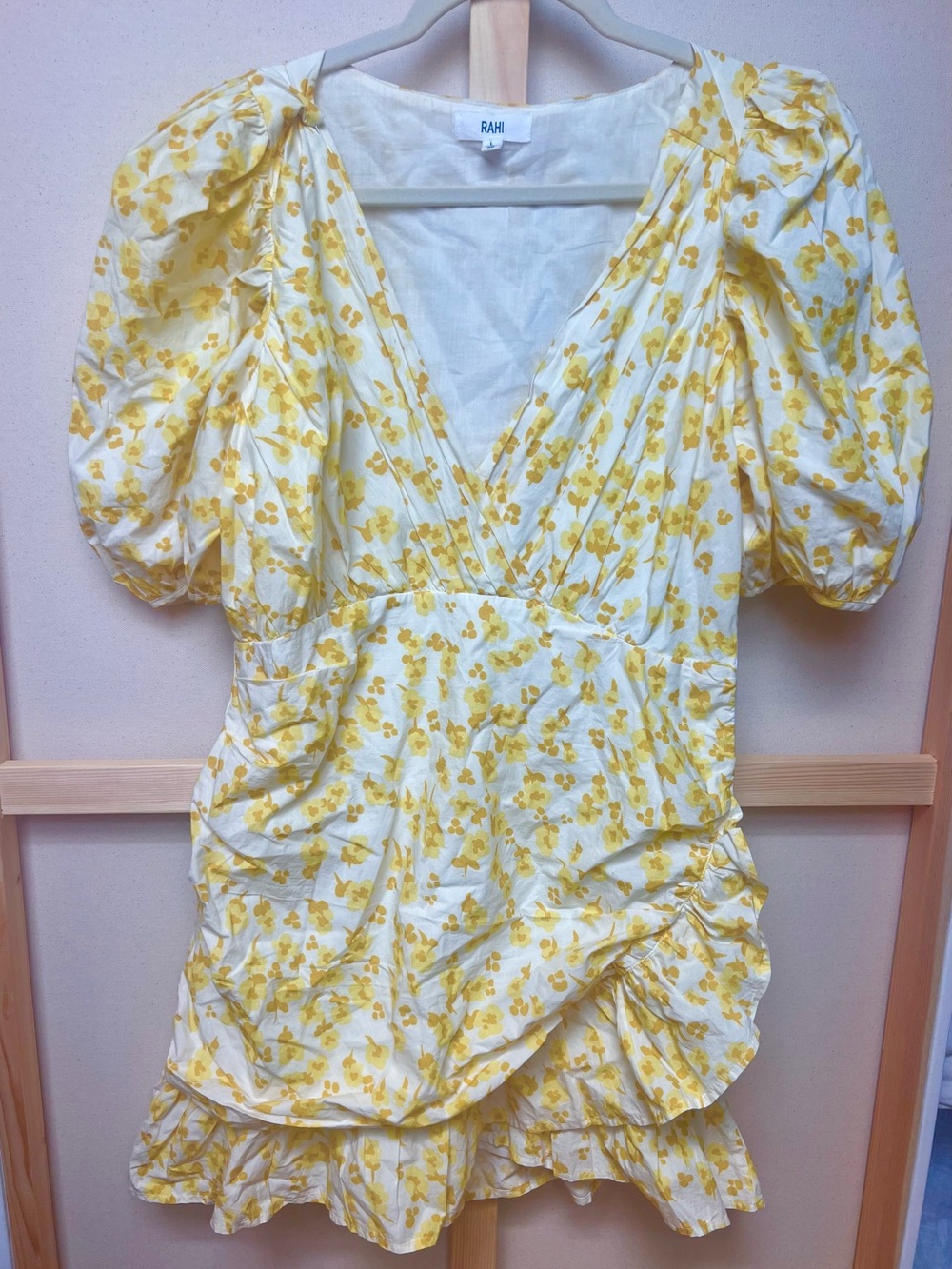 Free People Yellow Floral Mini Dress Size L